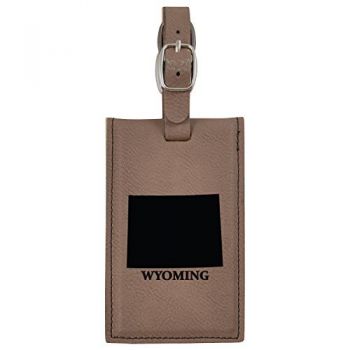 Travel Baggage Tag with Privacy Cover - Wyoming State Outline - Wyoming State Outline