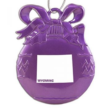 Pewter Christmas Bulb Ornament - Wyoming State Outline - Wyoming State Outline