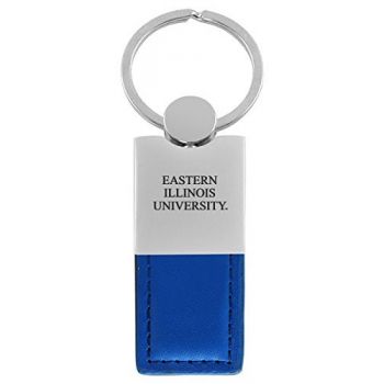 Modern Leather and Metal Keychain - Eastern Illinois Panthers