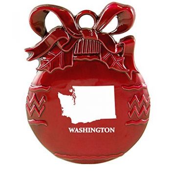 Pewter Christmas Bulb Ornament - Washington State Outline - Washington State Outline