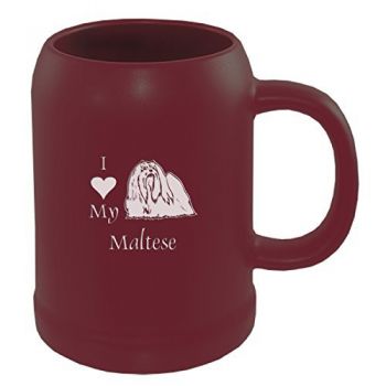 22 oz Ceramic Stein Coffee Mug  - I Love My Maltese