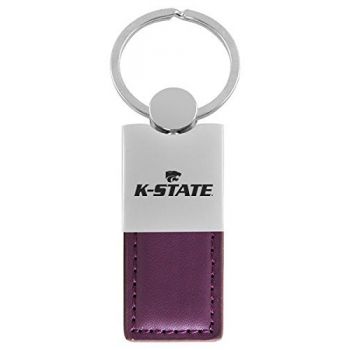 Modern Leather and Metal Keychain - Kansas State Wildcats