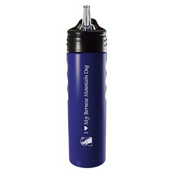 24 oz Stainless Steel Sports Water Bottle  - I Love My Bernese Mountain Dog