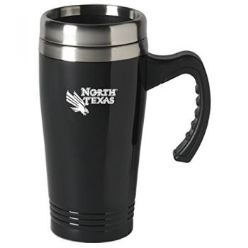 16 oz Stainless Steel Coffee Mug with handle - North Texas Mean Green