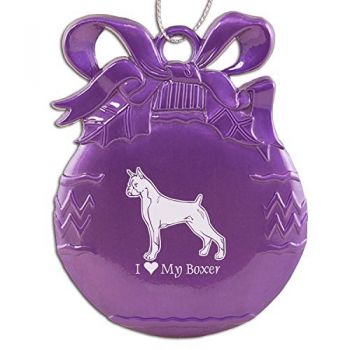 Pewter Christmas Bulb Ornament  - I Love My Boxer