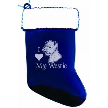 Pewter Stocking Christmas Ornament  - I Love My Westie