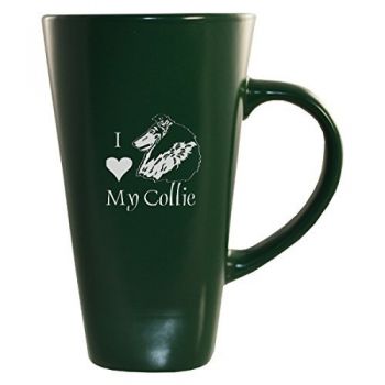 16 oz Square Ceramic Coffee Mug  - I Love My Collie