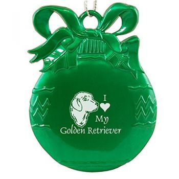 Pewter Christmas Bulb Ornament  - I Love My Golden Retriever