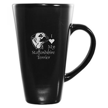 16 oz Square Ceramic Coffee Mug  - I Love My Staffordshire Terrier