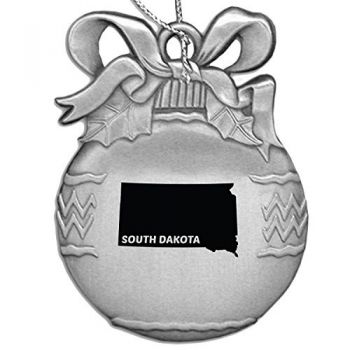 Pewter Christmas Bulb Ornament - South Dakota State Outline - South Dakota State Outline