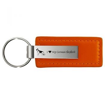 Stitched Leather and Metal Keychain  - I Love My German Shepard