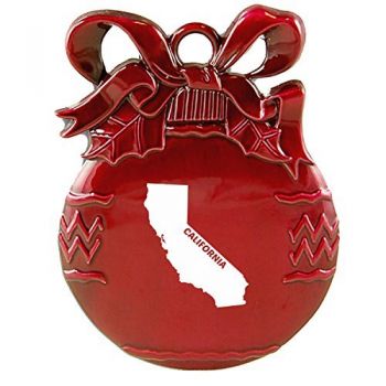 Pewter Christmas Bulb Ornament - California State Outline - California State Outline