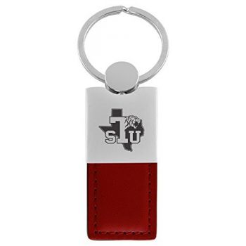 Modern Leather and Metal Keychain - Texas Southern Tigers