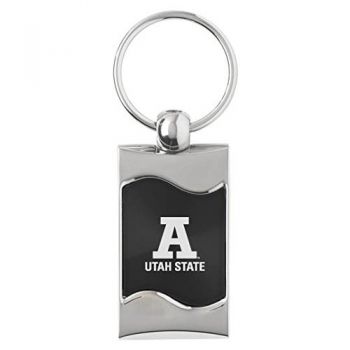 Keychain Fob with Wave Shaped Inlay - Utah State Aggies