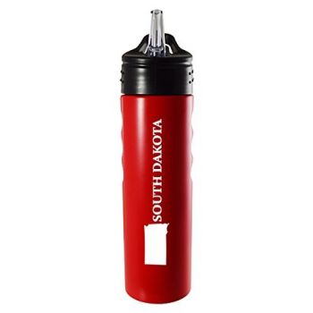 24 oz Stainless Steel Sports Water Bottle - South Dakota State Outline - South Dakota State Outline