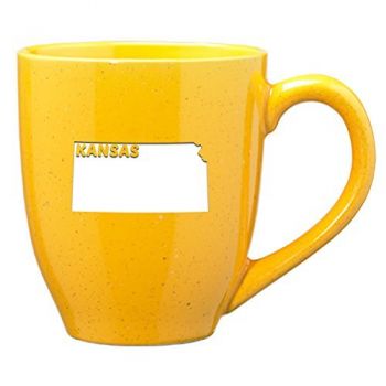16 oz Ceramic Coffee Mug with Handle - Kansas State Outline - Kansas State Outline