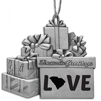 Pewter Gift Display Christmas Tree Ornament - South Carolina Love - South Carolina Love