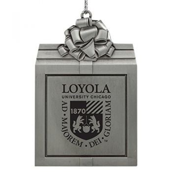 Pewter Gift Box Ornament - Loyola Ramblers