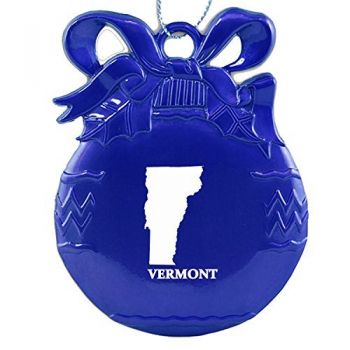 Pewter Christmas Bulb Ornament - Vermont State Outline - Vermont State Outline