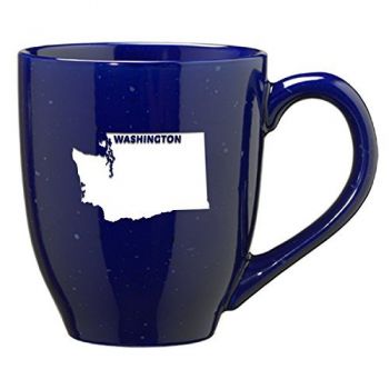 16 oz Ceramic Coffee Mug with Handle - Washington State Outline - Washington State Outline