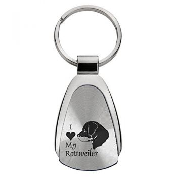 Teardrop Shaped Keychain Fob  - I Love My Rottweiler
