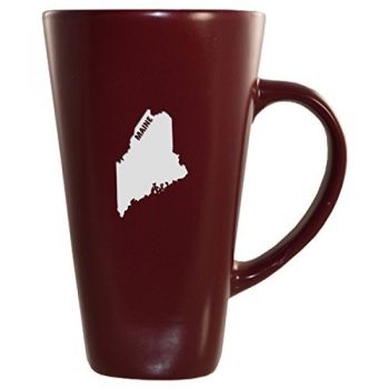 16 oz Square Ceramic Coffee Mug - Maine State Outline - Maine State Outline