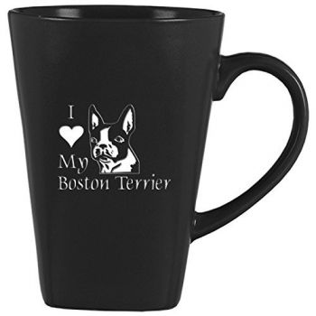 14 oz Square Ceramic Coffee Mug  - I Love My Boston Terrier