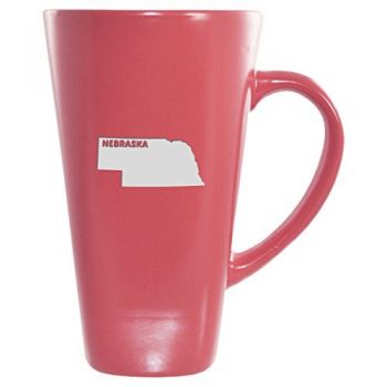 16 oz Square Ceramic Coffee Mug - Nebraska State Outline - Nebraska State Outline