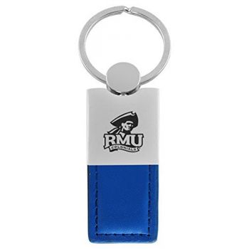 Modern Leather and Metal Keychain - Robert Morris Colonials