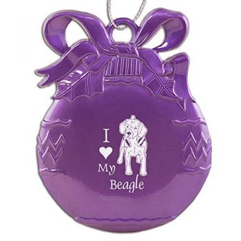 Pewter Christmas Bulb Ornament  - I Love My Beagle