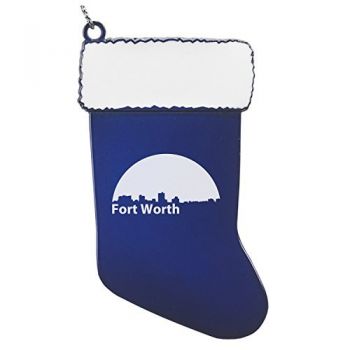 Pewter Stocking Christmas Ornament - Fort Worth City Skyline
