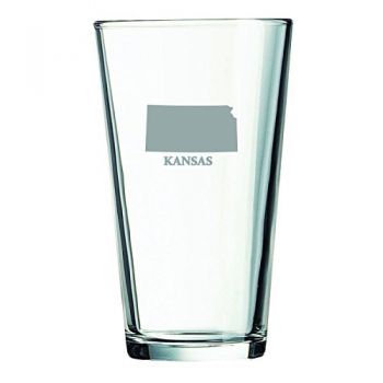 16 oz Pint Glass  - Kansas State Outline - Kansas State Outline