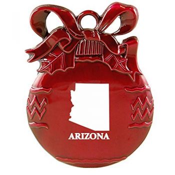 Pewter Christmas Bulb Ornament - Arizona State Outline - Arizona State Outline