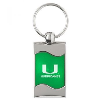 Keychain Fob with Wave Shaped Inlay - Miami Hurricanes
