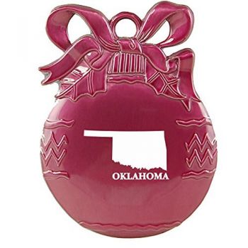 Pewter Christmas Bulb Ornament - Oklahoma State Outline - Oklahoma State Outline