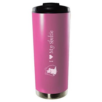 16 oz Vacuum Insulated Tumbler with Lid  - I Love My Sheltie