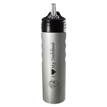 24 oz Stainless Steel Sports Water Bottle  - I Love My Dachshund