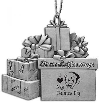 Pewter Gift Display Christmas Tree Ornament  - I Love My Guinea Pig