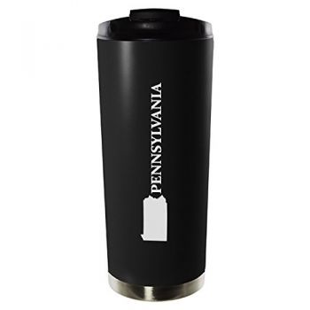 16 oz Vacuum Insulated Tumbler with Lid - Pennsylvania State Outline - Pennsylvania State Outline