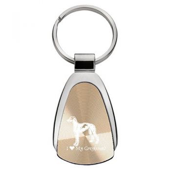 Teardrop Shaped Keychain Fob  - I Love My Greyhound