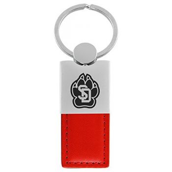 Modern Leather and Metal Keychain - South Dakota Coyotes
