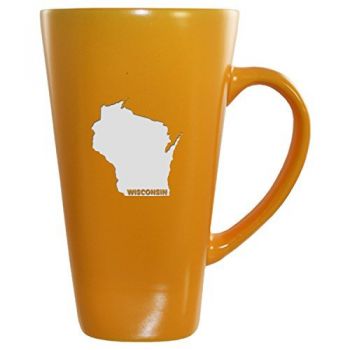 16 oz Square Ceramic Coffee Mug - Wisconsin State Outline - Wisconsin State Outline