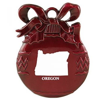 Pewter Christmas Bulb Ornament - Oregon State Outline - Oregon State Outline