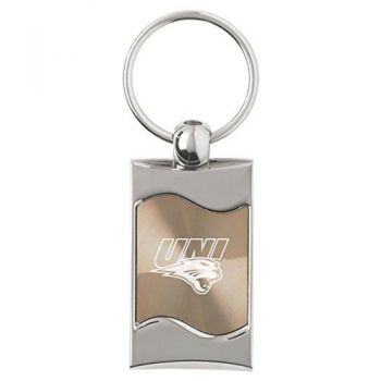 Keychain Fob with Wave Shaped Inlay - Northern Iowa Panthers