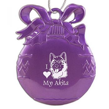 Pewter Christmas Bulb Ornament  - I Love My Akita