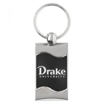 Keychain Fob with Wave Shaped Inlay - Drake Bulldogs