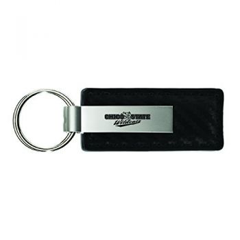 Carbon Fiber Styled Leather and Metal Keychain - CSU Chico Wildcats