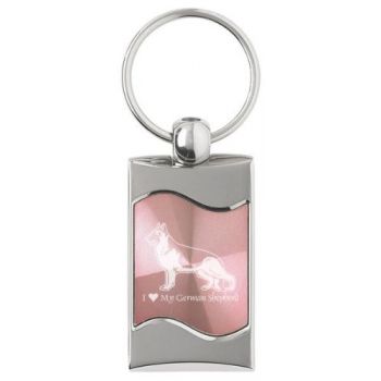 Keychain Fob with Wave Shaped Inlay  - I Love My German Shepard