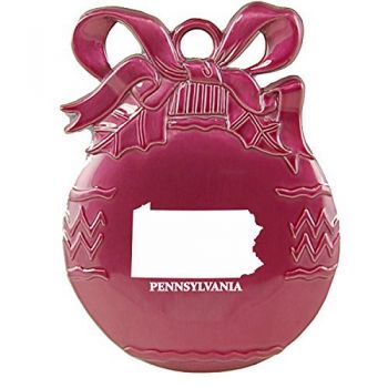Pewter Christmas Bulb Ornament - Pennsylvania State Outline - Pennsylvania State Outline