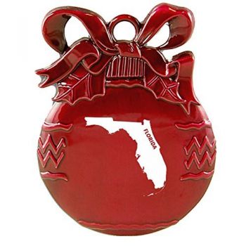 Pewter Christmas Bulb Ornament - Florida State Outline - Florida State Outline